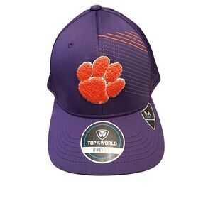 Top of the World Clemson Tigers Purple Baseball Cap Hat OneFit Embroidered‎